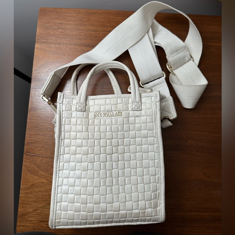 MZ Wallace White Woven Crossbody Bag